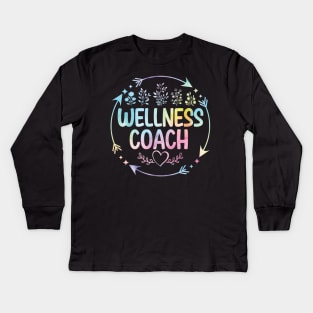 Wellness Health Coach cute floral watercolor Kids Long Sleeve T-Shirt